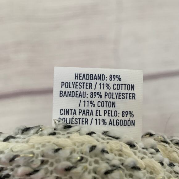 American Eagle Outfitters Cream Black Metallic Knit Headband Ear Warmer Winter - Picture 10 of 10